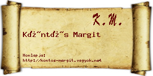 Köntös Margit névjegykártya